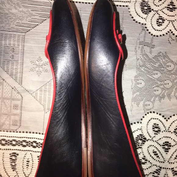 TORY BURCH NAVY/RED BOW FLATS-WORN 3X’s SZ 8 - Picture 5 of 8
